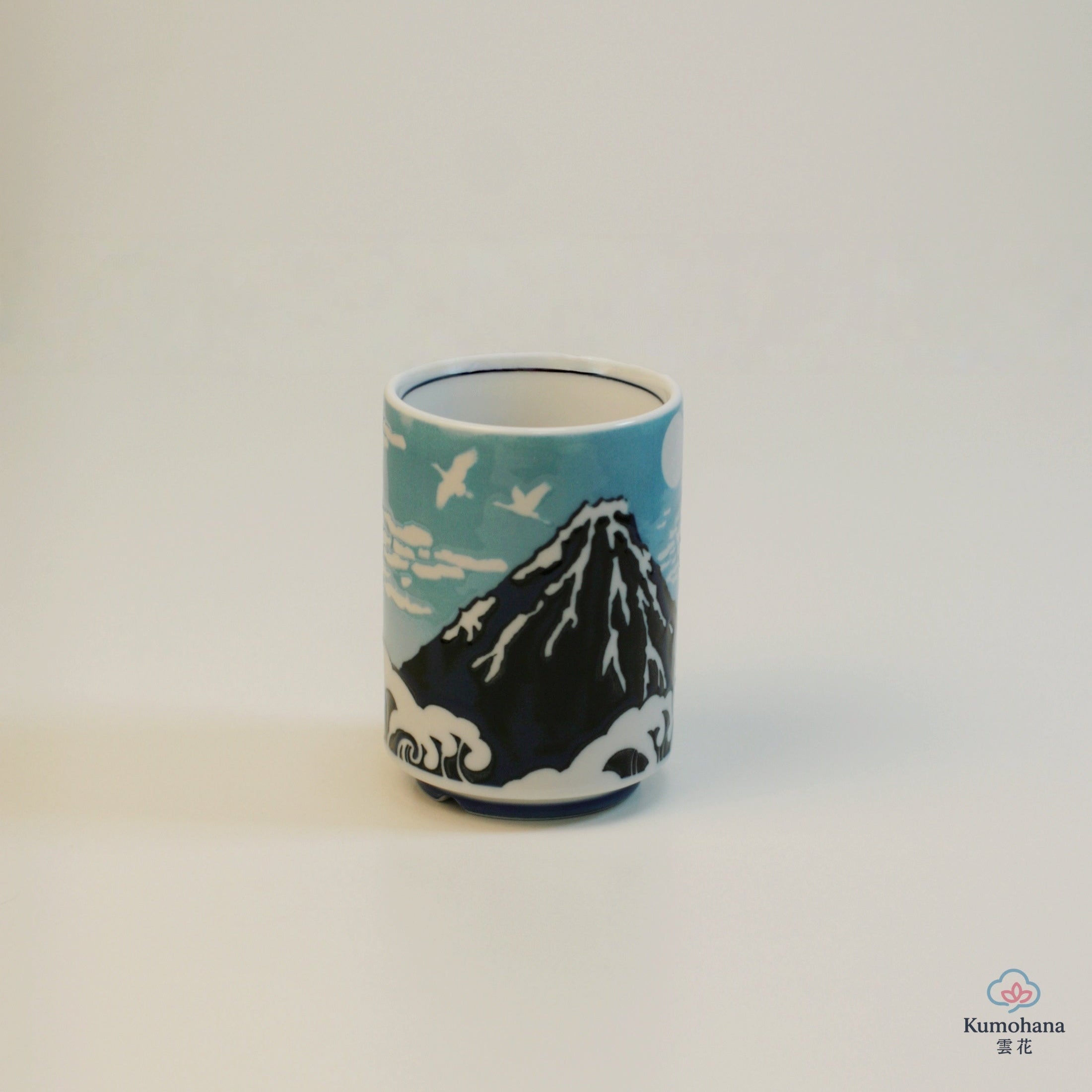 JAPANESE CERAMIC TEA CUP | BLUE FUJISAN | MINO WARE 美濃土産