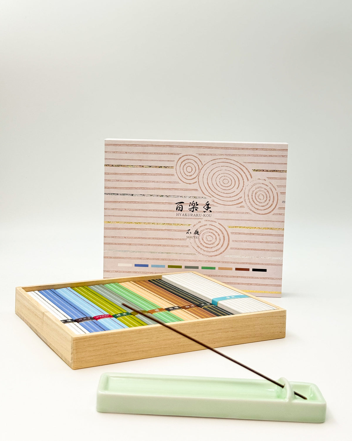 JAPANESE INCENSE DISCOVERY SET | HYAKURAKU-KOU – 9 FRAGRANCE &amp; INCENSE TRAY | KOUSAIDO 香彩堂