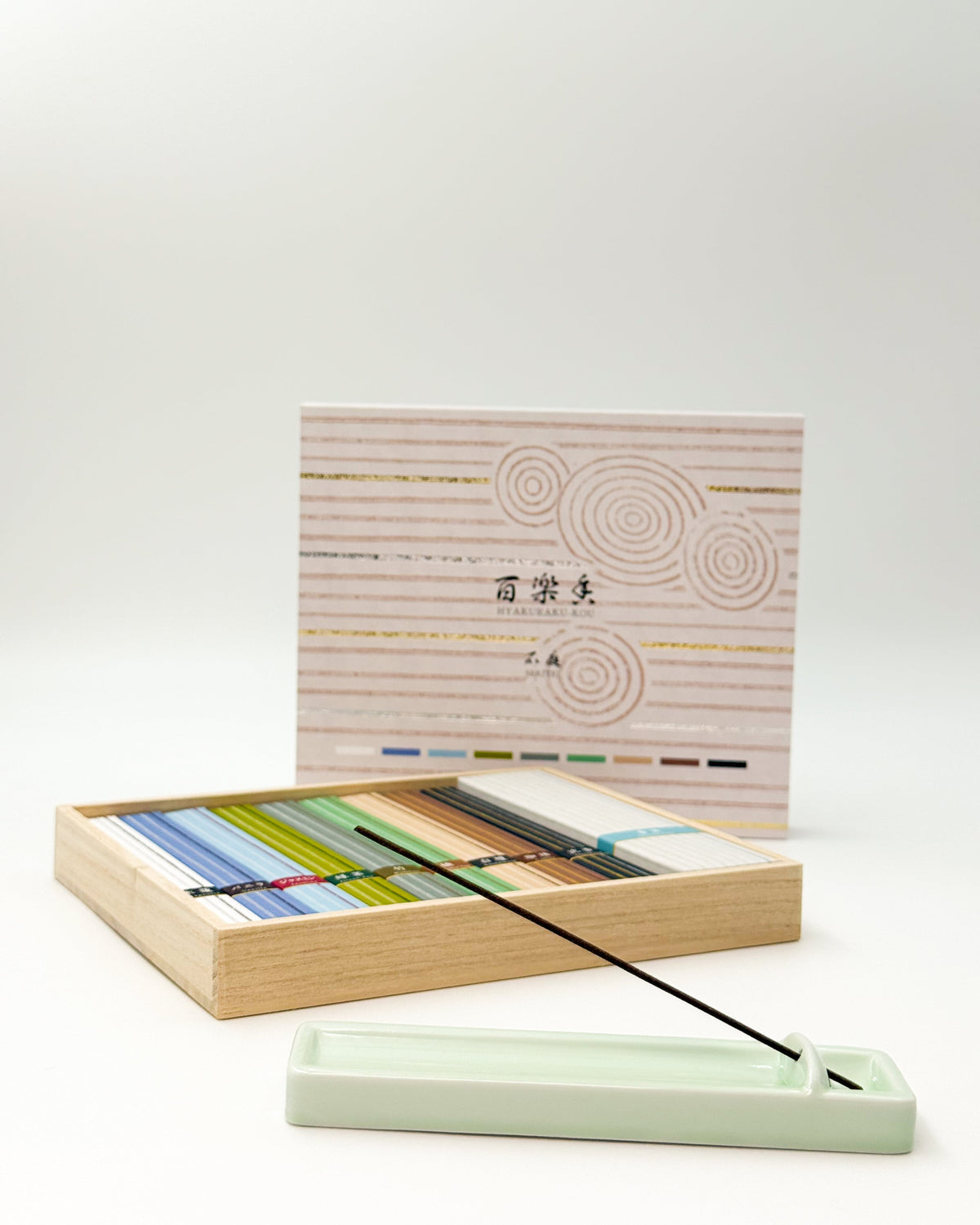 JAPANESE INCENSE DISCOVERY SET | HYAKURAKU-KOU – 9 FRAGRANCE &amp; INCENSE TRAY | KOUSAIDO 香彩堂