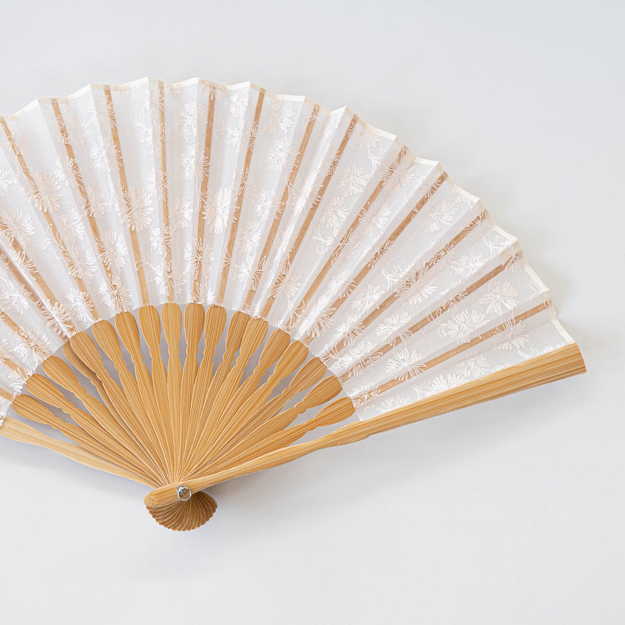 HANDMADE NADESHIKO SILK EMBROIDERED JAPANESE FOLDING FAN | KIMONO ITOKO 伊と幸