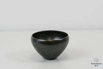 HANDMADE JAPANESE GUINOMI SAKE CUP | LARGE BLACK |TOHKEN-GAMA 陶謙窯