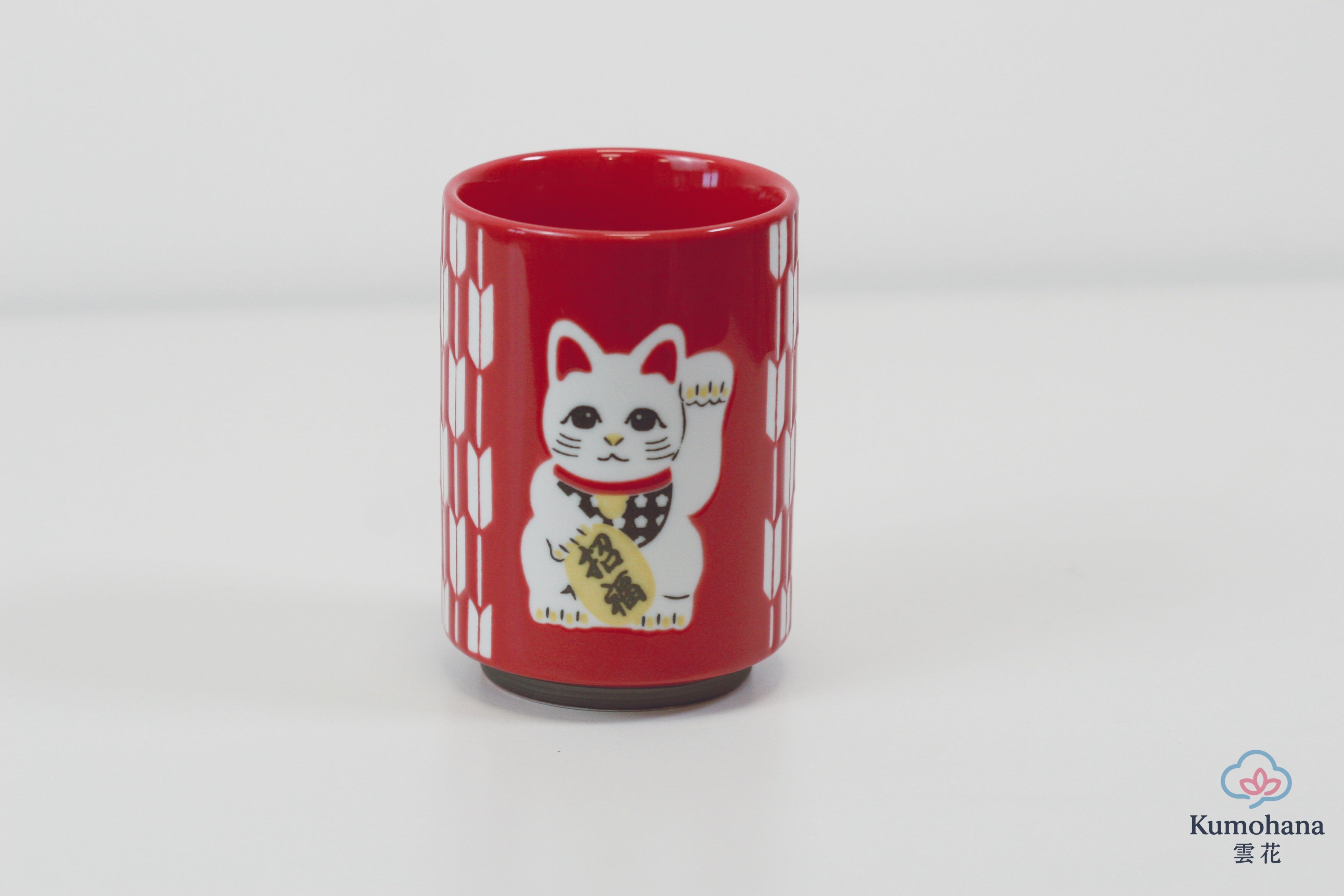 小物 tetsu JAPANESE CERAMIC TEA CUP | RED MANEKI-NEKO | MINO WARE 美濃土産