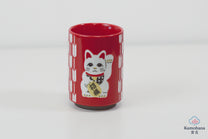 JAPANESE TEA CUP | RED MANEKI-NEKO | MINO WARE 美濃土産