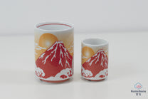 JAPANESE TEA CUP | RED FUJISAN | MINO WARE 美濃土産