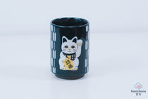 JAPANESE TEA CUP | BLUE MANEKI-NEKO  | MINO WARE 美濃土産