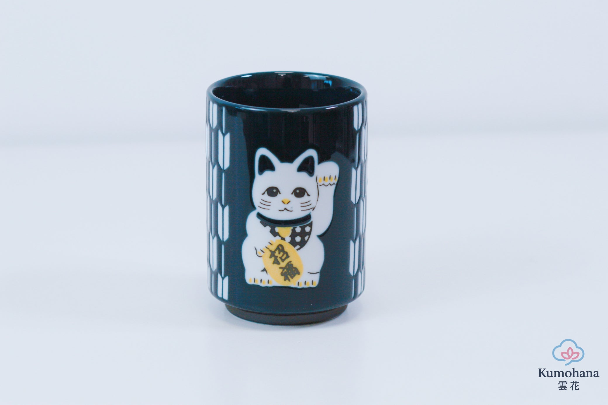 JAPANESE TEA CUP | BLUE MANEKI-NEKO  | MINO WARE 美濃土産