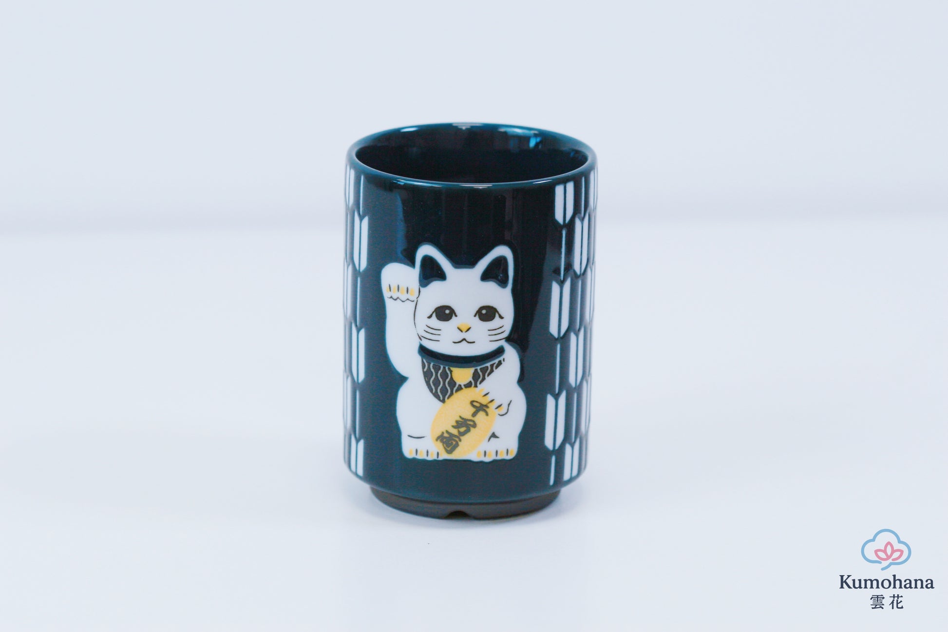 JAPANESE TEA CUP | BLUE MANEKI-NEKO  | MINO WARE 美濃土産