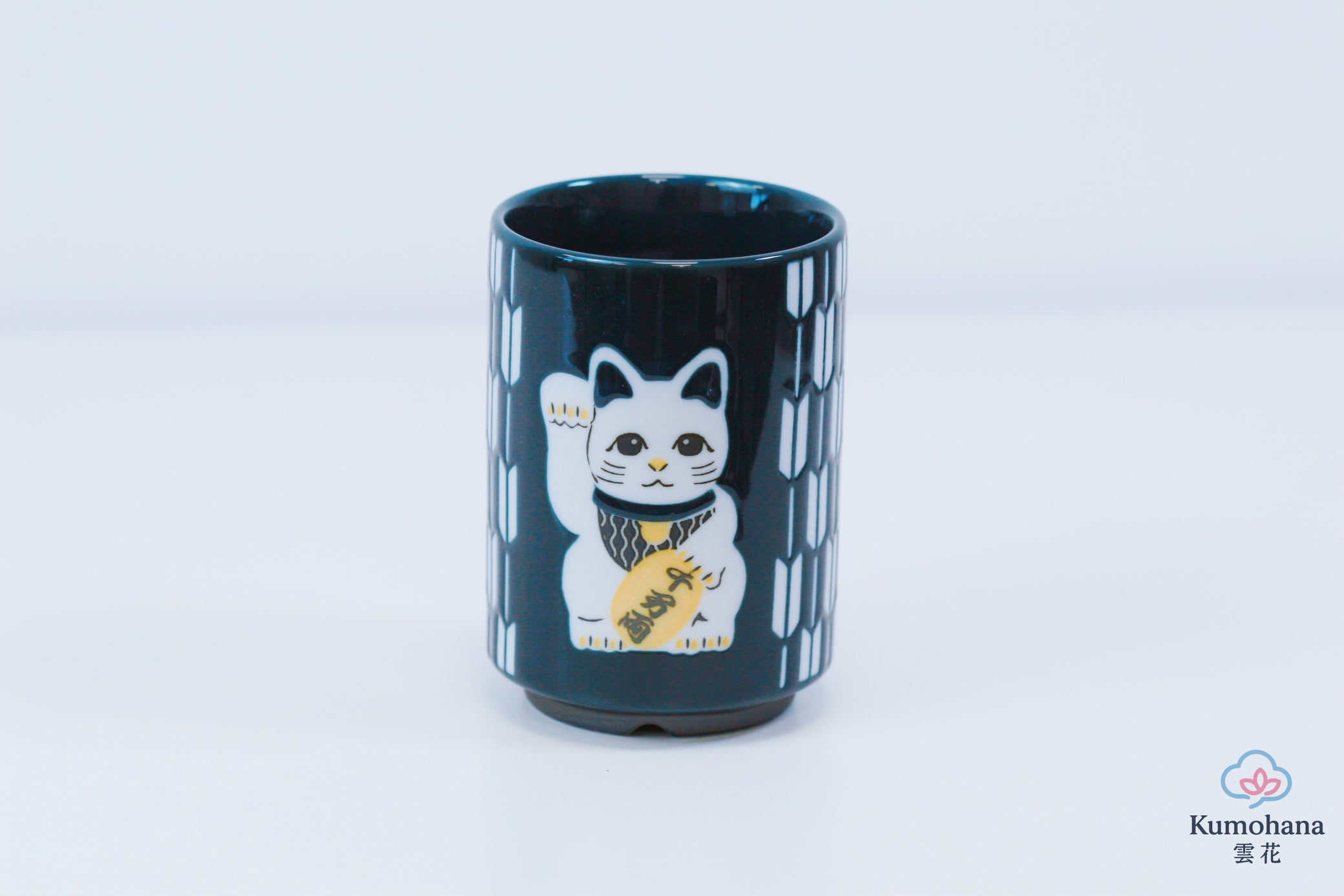 JAPANESE TEA CUP | BLUE MANEKI-NEKO  | MINO WARE 美濃土産