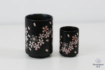 JAPANESE TEA CUP | BLACK SAKURA | MINO WARE 美濃土産