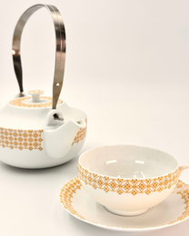 HANDMADE JAPANESE TENGE TEACUP &amp; SAUCER | NISHIKAWA JAPAN