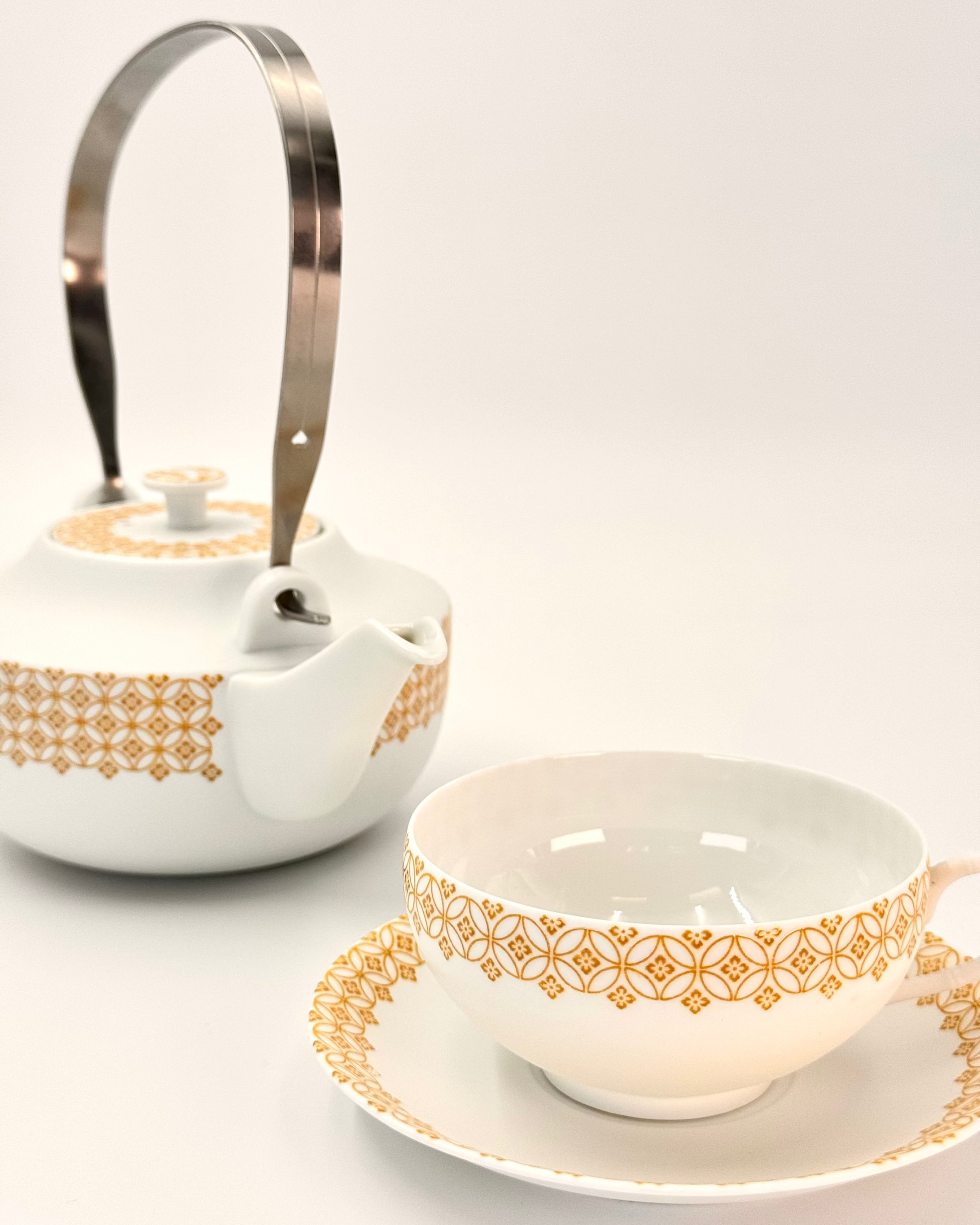 HANDMADE JAPANESE TENGE TEACUP &amp; SAUCER | NISHIKAWA JAPAN