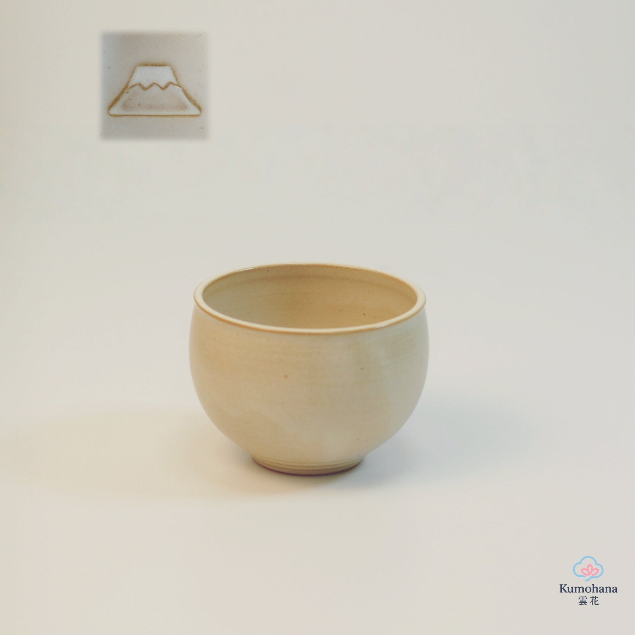 HANDMADE JAPANESE MATCHA BOWL | BEIGE MOUNT FUJI | TOHKEN-GAMA 陶謙窯