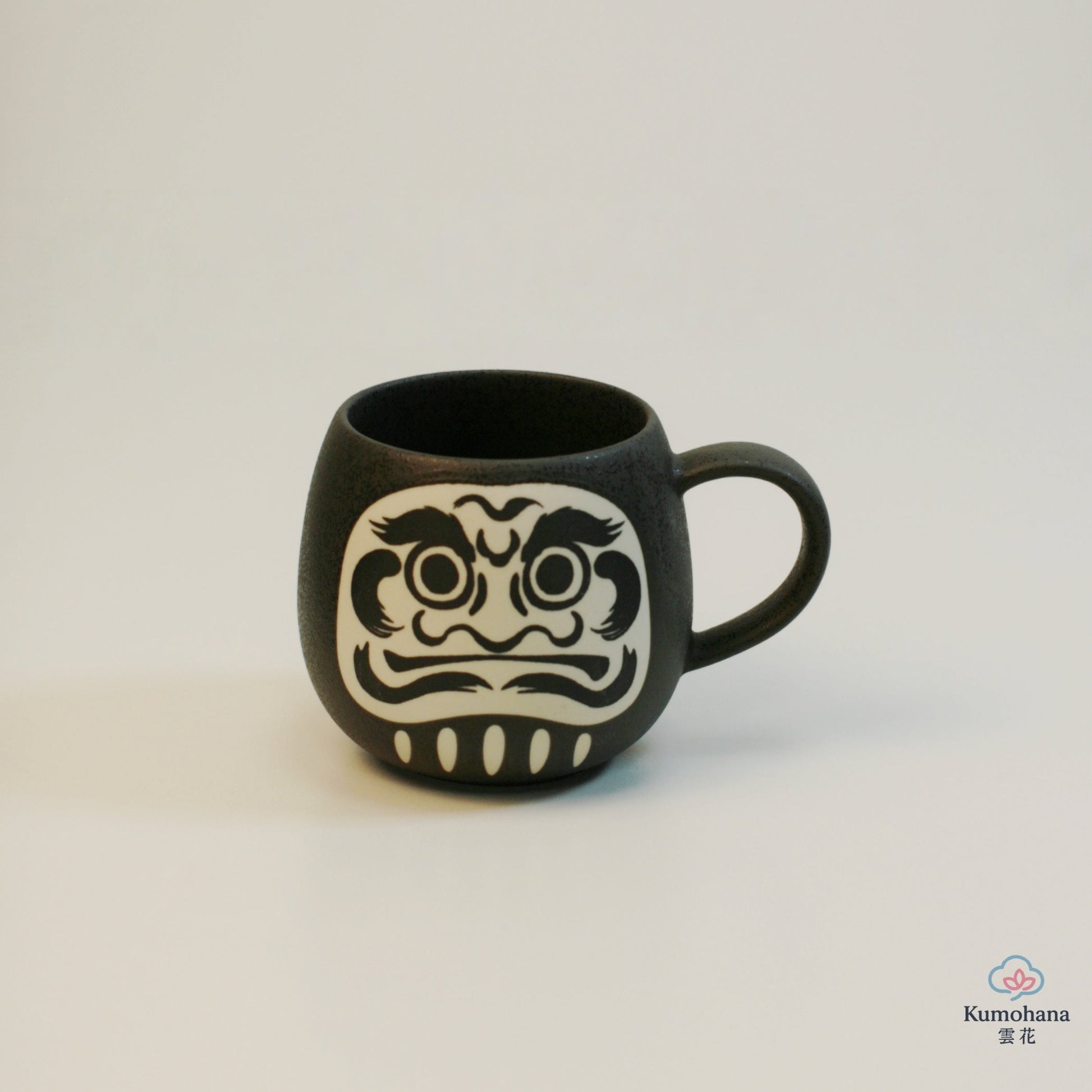JAPANESE CERAMIC MUG | BLACK DARUMA | MINO WARE 美濃土産