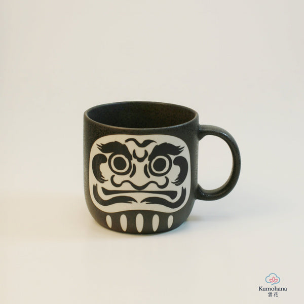JAPANESE CERAMIC MUG | LARGE BLACK DARUMA | MINO WARE 美濃土産