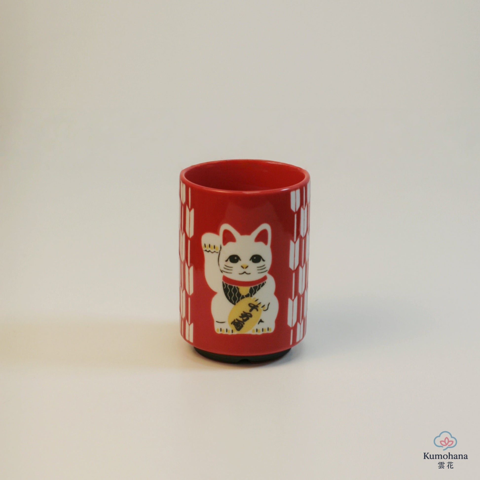 JAPANESE TEA CUP | RED MANEKI-NEKO | MINO WARE 美濃土産