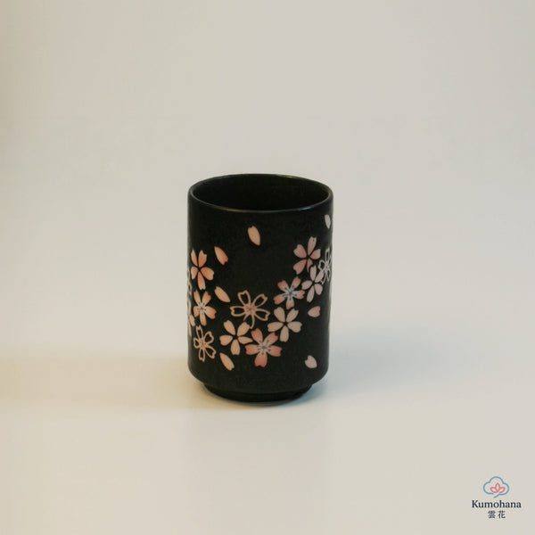 JAPANESE TEA CUP | BLACK SAKURA | MINO WARE 美濃土産
