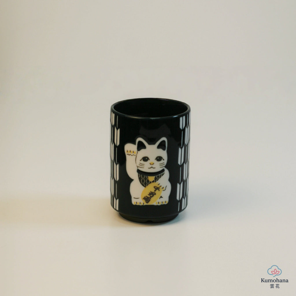 JAPANESE TEA CUP | BLUE MANEKI-NEKO  | MINO WARE 美濃土産