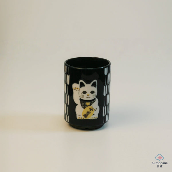 JAPANESE TEA CUP | BLUE MANEKI-NEKO  | MINO WARE 美濃土産