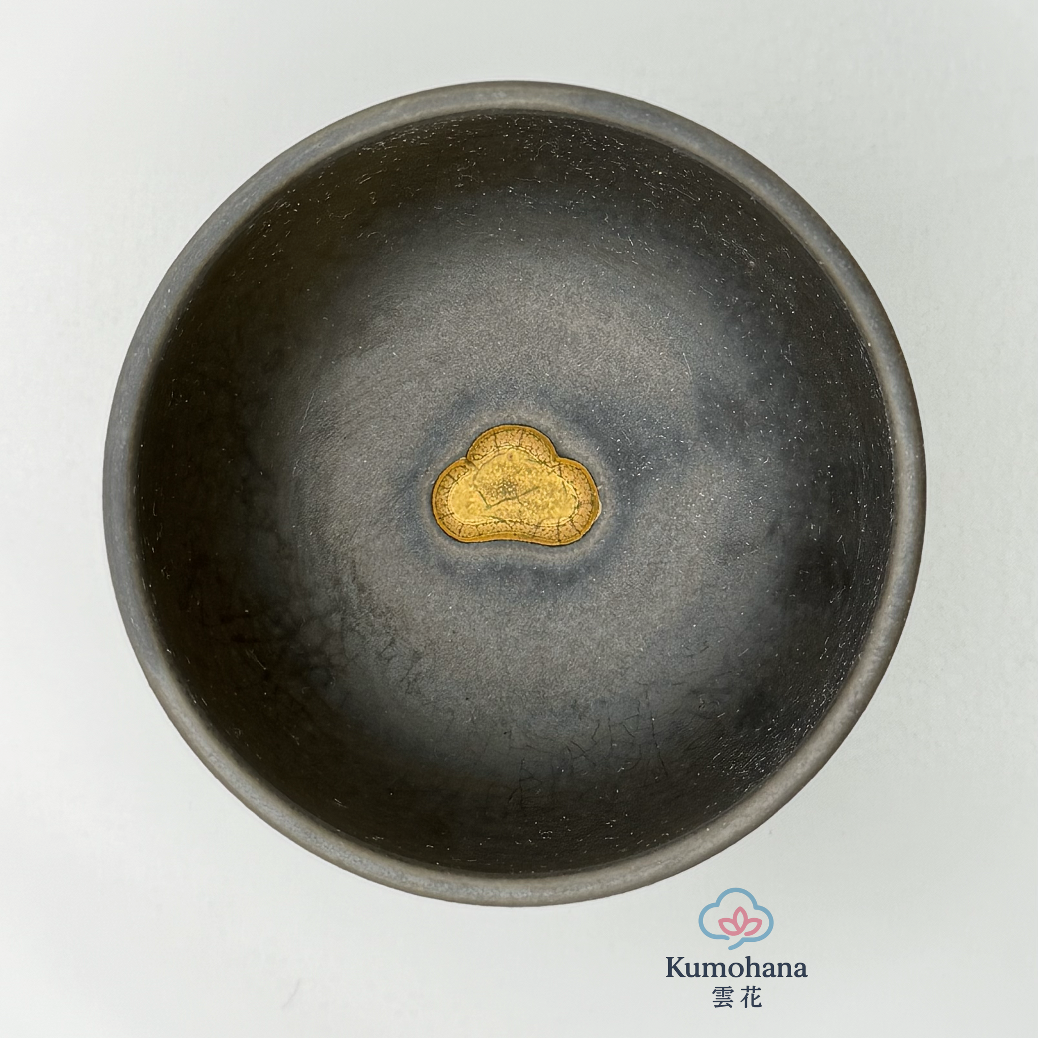 HANDMADE JAPANESE MATCHA BOWL | KINSAI GOLD PINE | TOHKEN-GAMA 陶謙窯