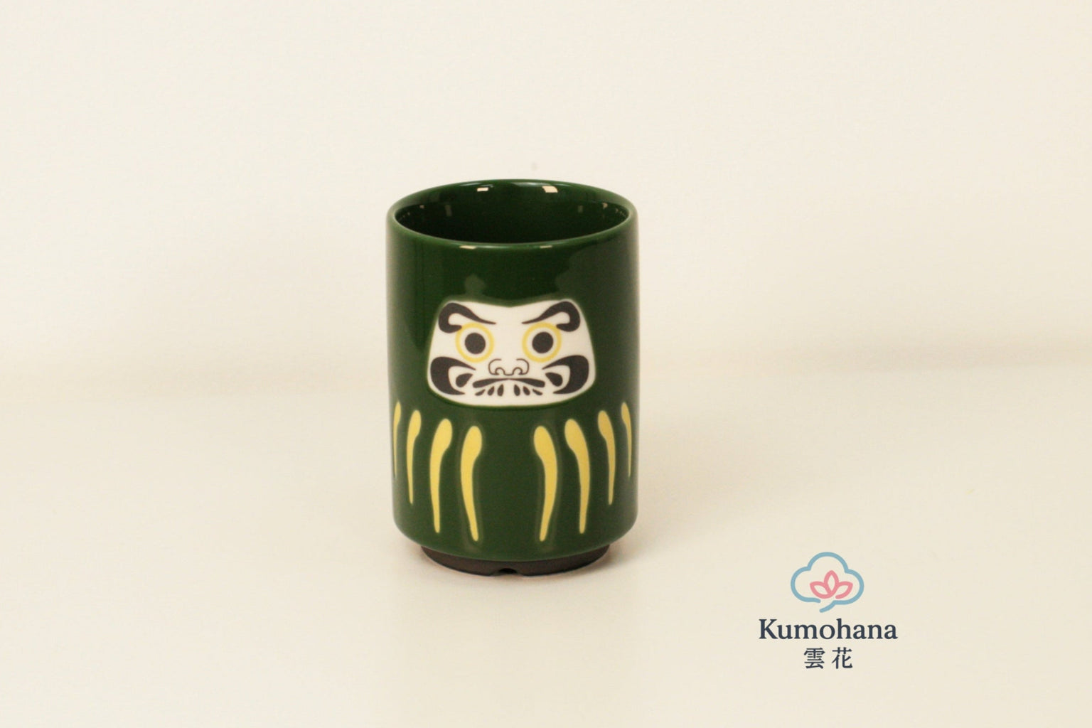 JAPANESE CERAMIC TEA CUP | GREEN DARUMA | MINO WARE 美濃土産