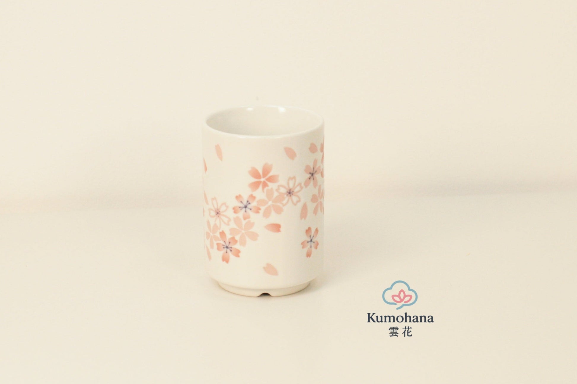 JAPANESE CERAMIC TEA CUP | WHITE SAKURA  | MINO WARE 美濃土産