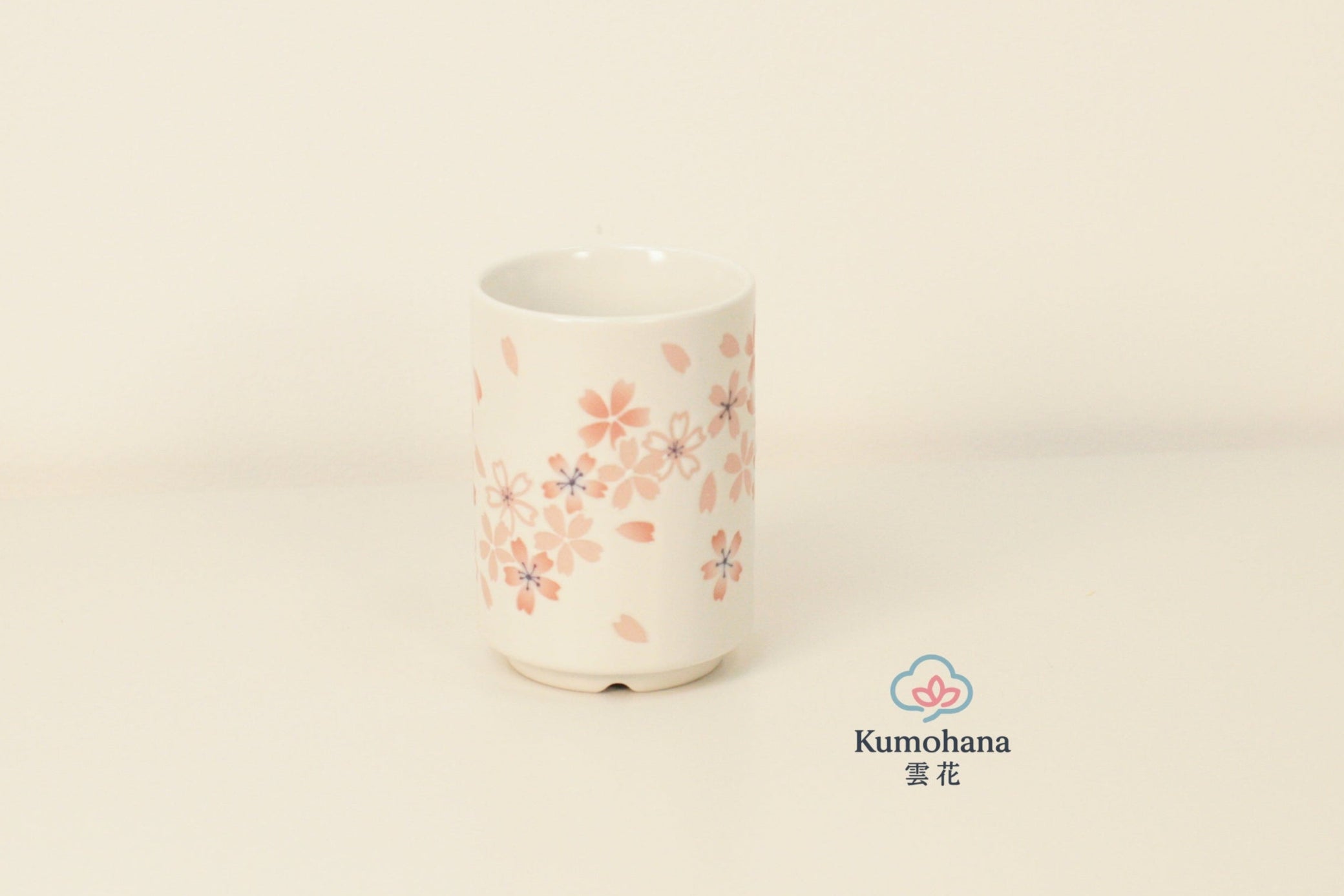 JAPANESE CERAMIC TEA CUP | WHITE SAKURA  | MINO WARE 美濃土産