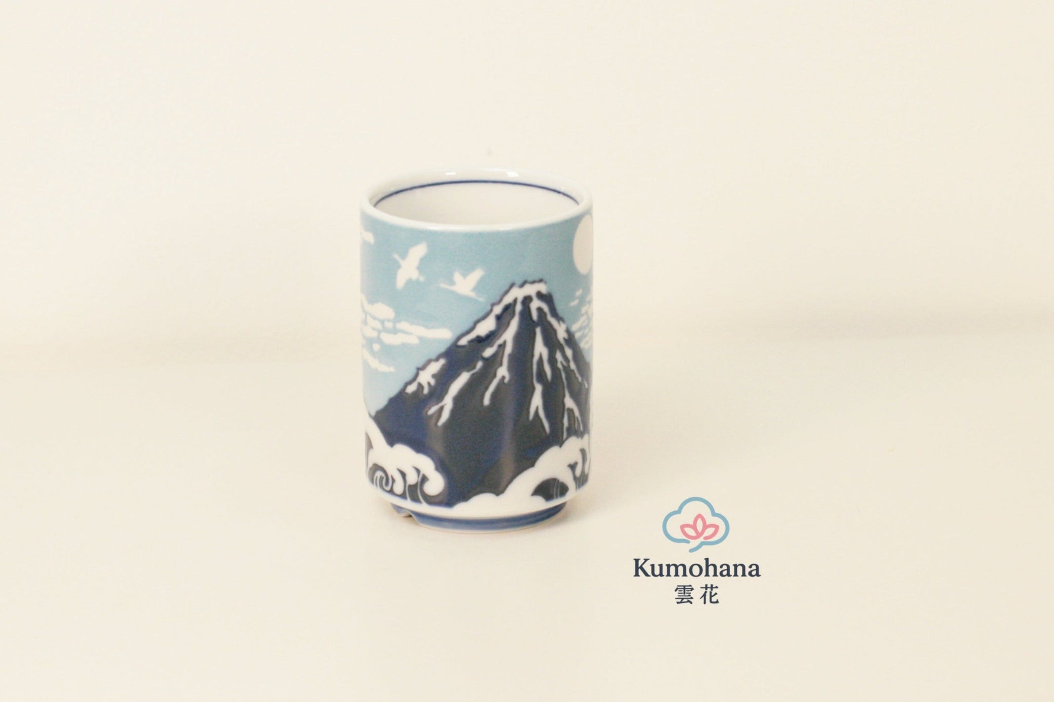 JAPANESE CERAMIC TEA CUP | BLUE FUJISAN | MINO WARE 美濃土産