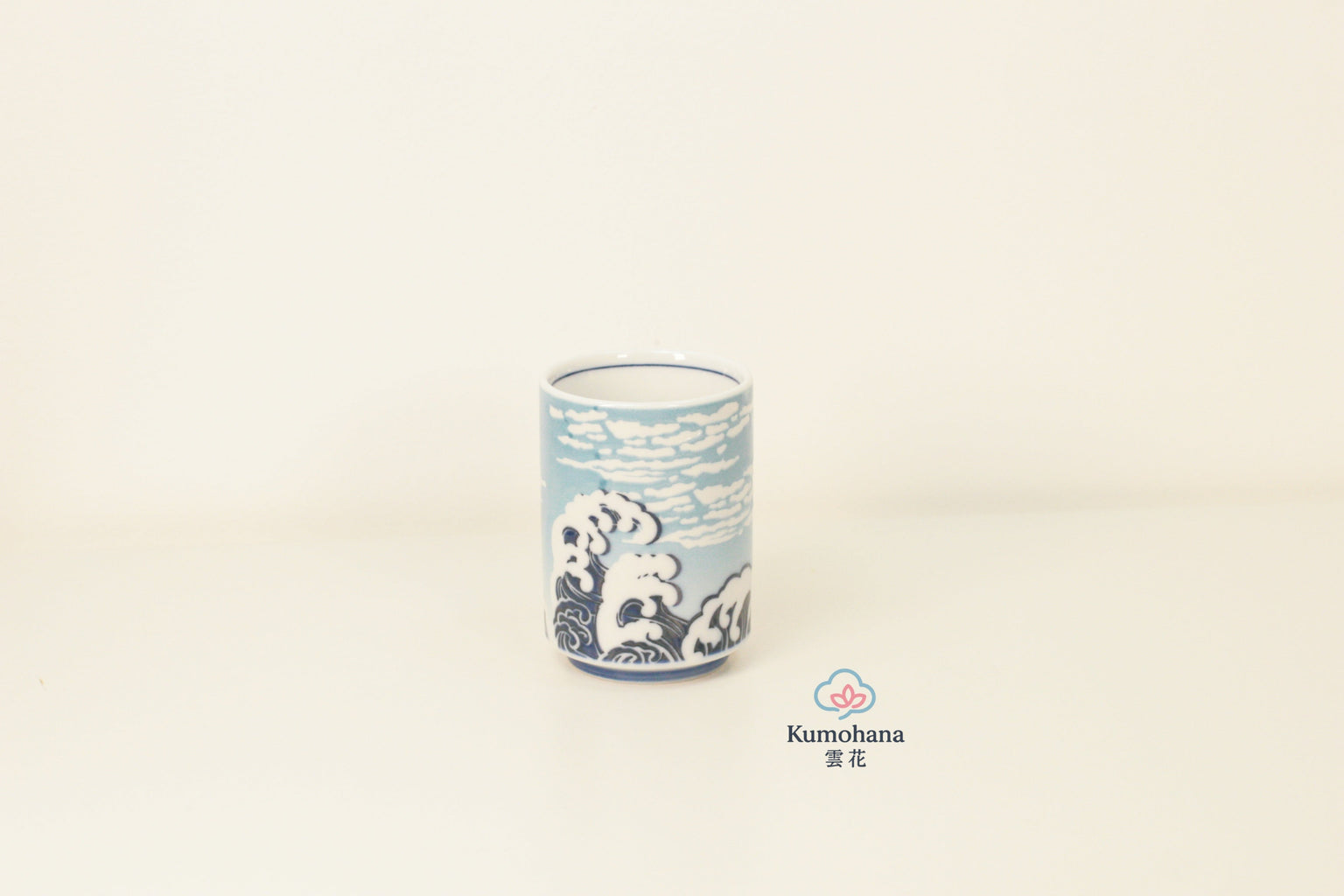 JAPANESE CERAMIC TEA CUP | BLUE FUJISAN | MINO WARE 美濃土産