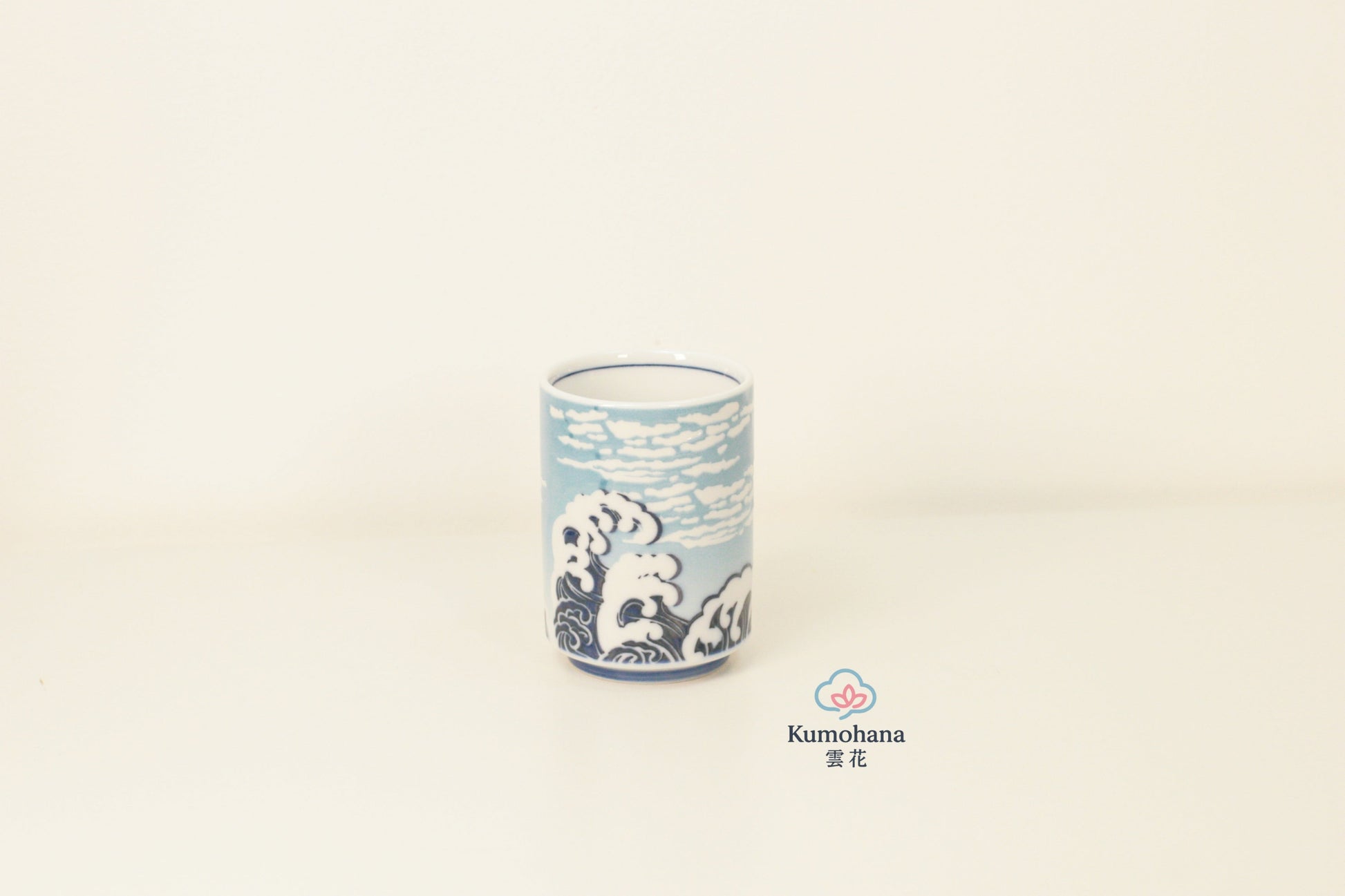 JAPANESE CERAMIC TEA CUP | BLUE FUJISAN | MINO WARE 美濃土産