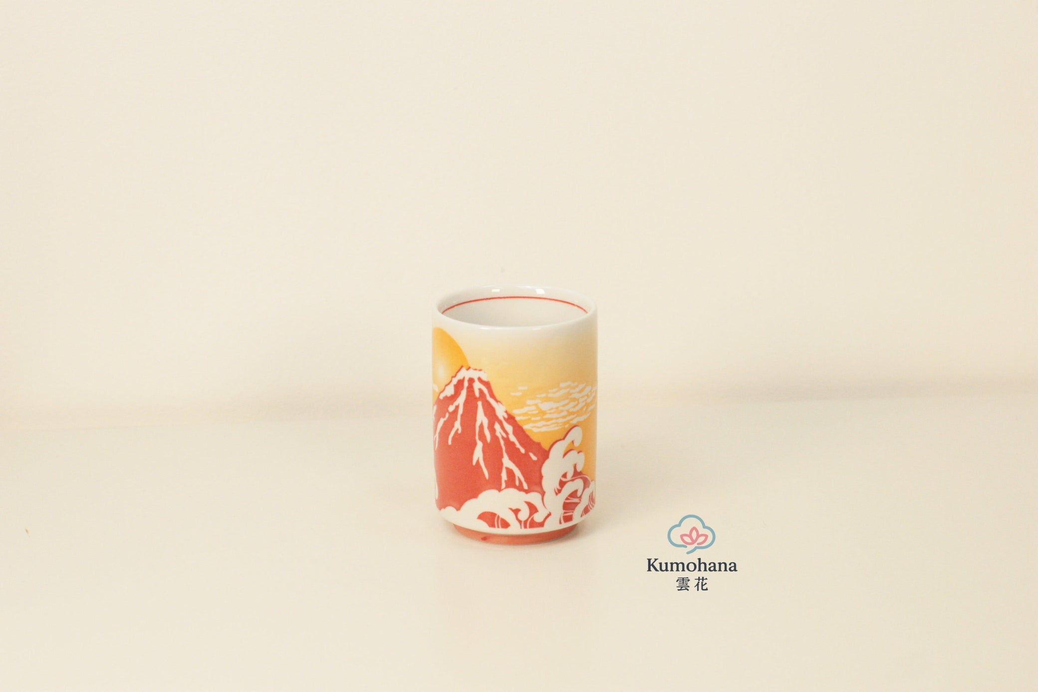 JAPANESE CERAMIC TEA CUP | RED FUJISAN | MINO WARE 美濃土産