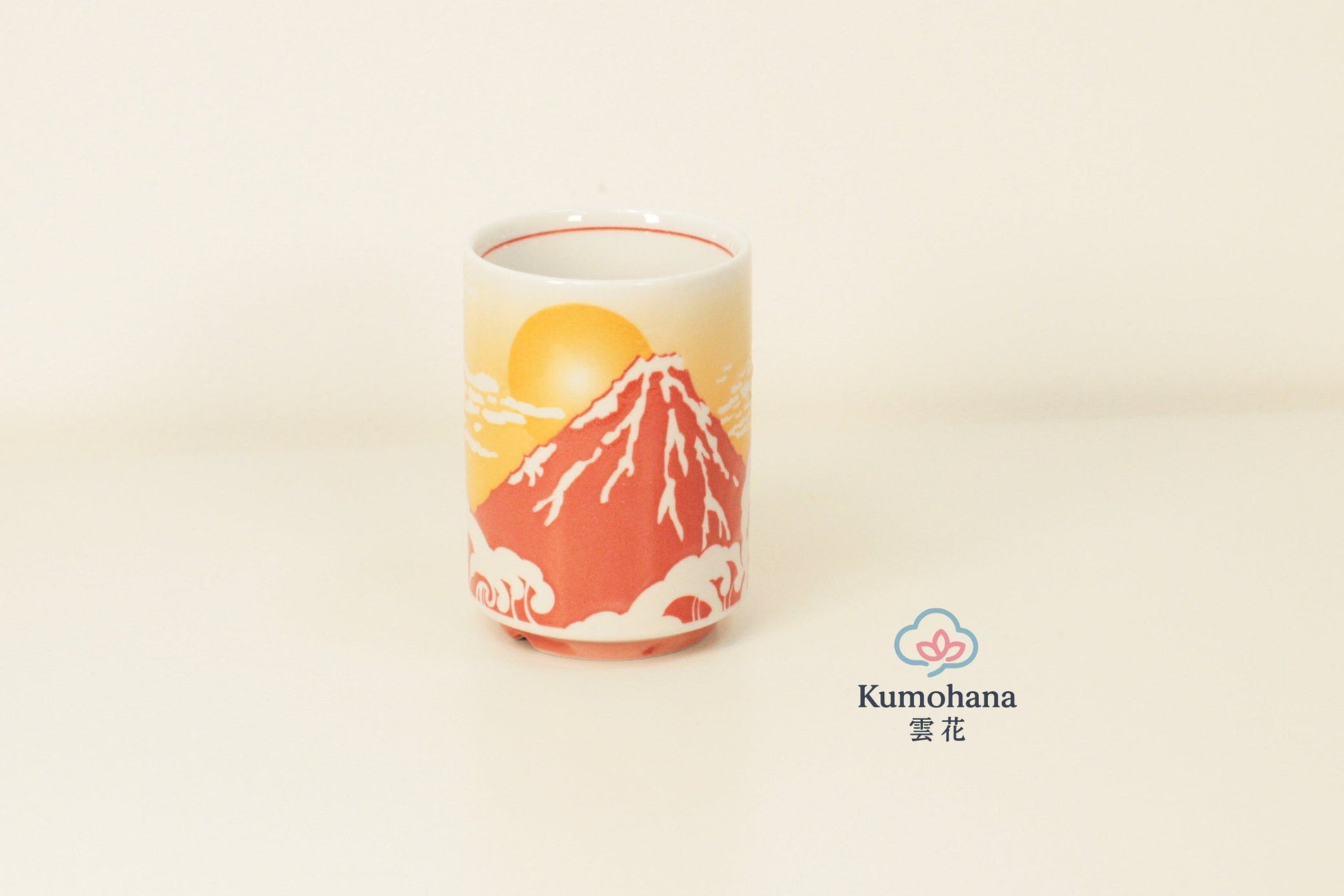 JAPANESE CERAMIC TEA CUP | RED FUJISAN | MINO WARE 美濃土産