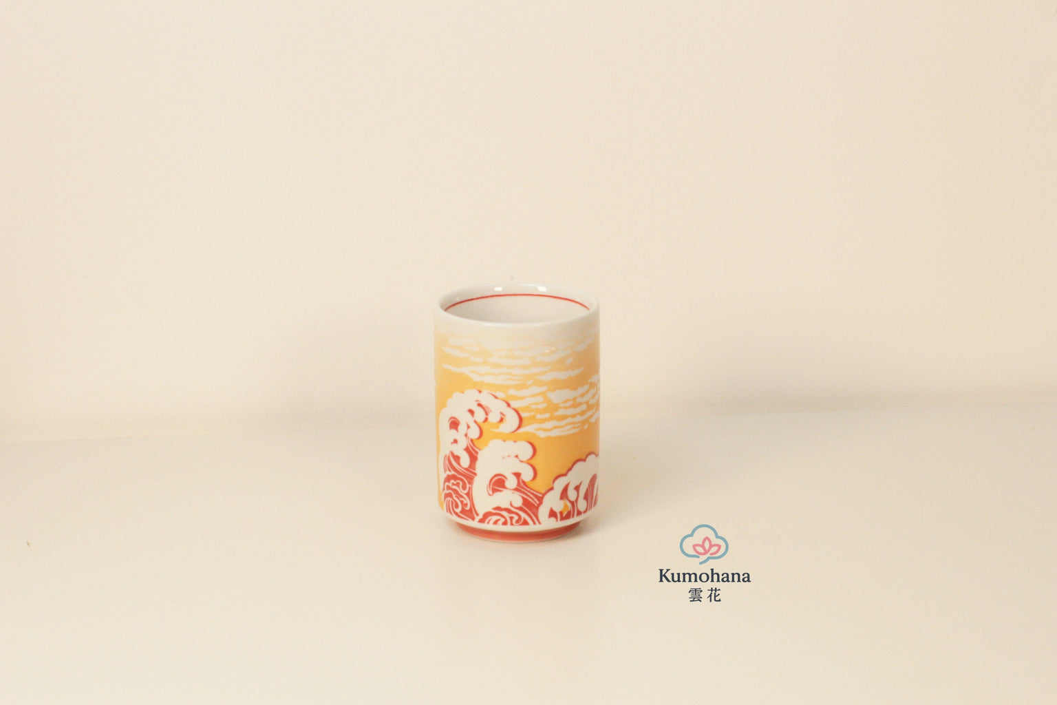 JAPANESE CERAMIC TEA CUP | RED FUJISAN | MINO WARE 美濃土産