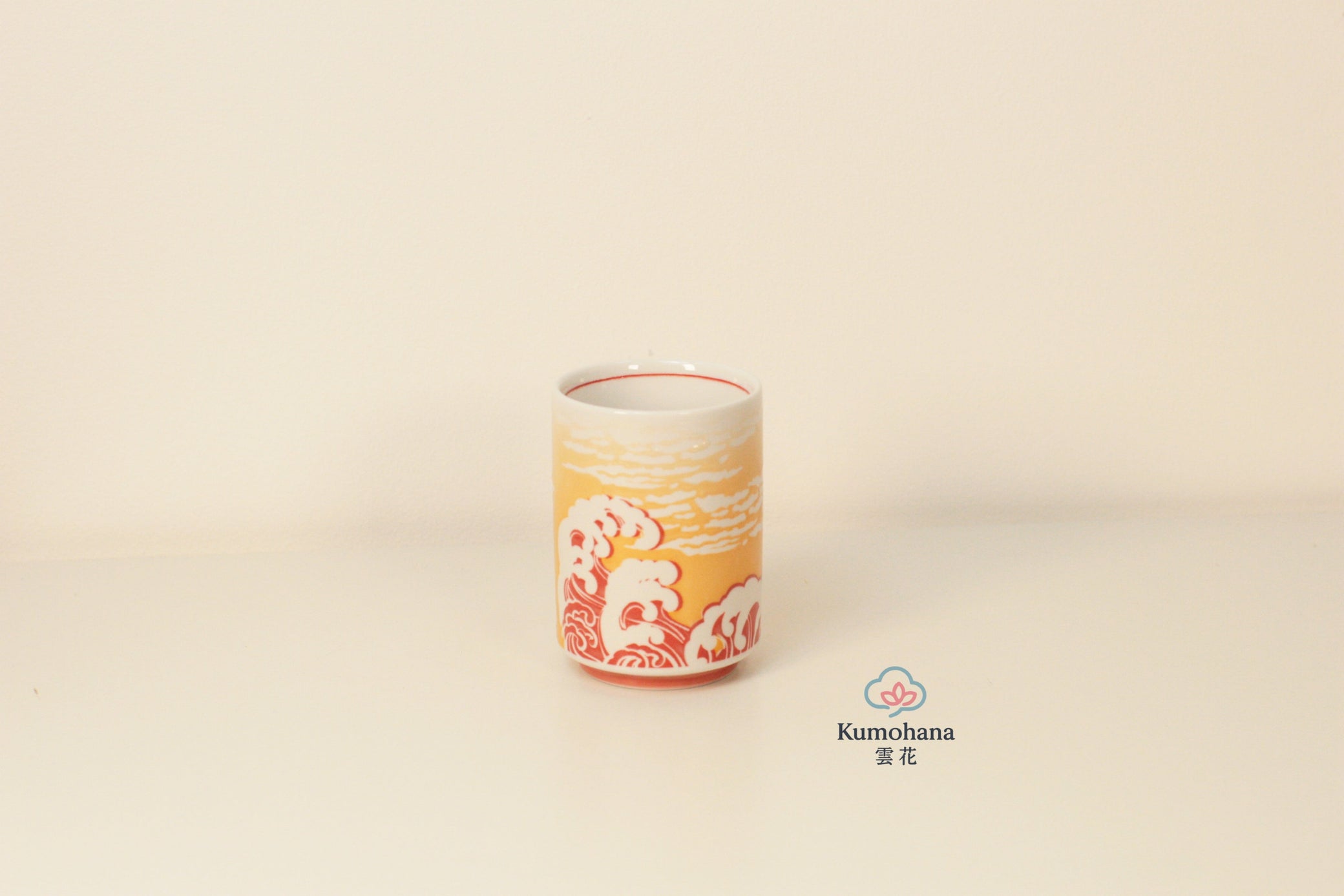 JAPANESE CERAMIC TEA CUP | RED FUJISAN | MINO WARE 美濃土産