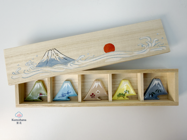 HANDMADE JAPANESE CHOPSTICK REST SET | MOUNT FUJI | TOUSENGAMA 陶泉窯