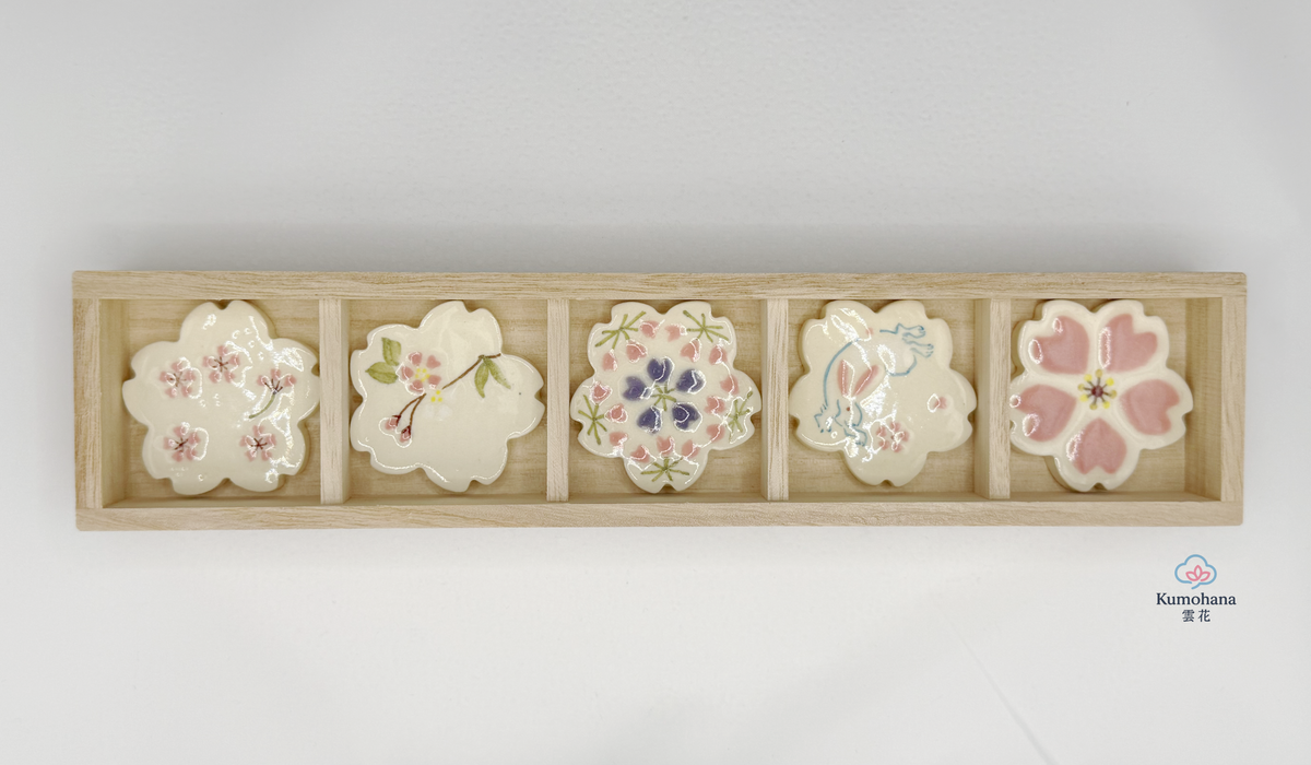HANDMADE JAPANESE CHOPSTICK REST SET | ASSORTED SAKURA | TOUSENGAMA 陶泉窯
