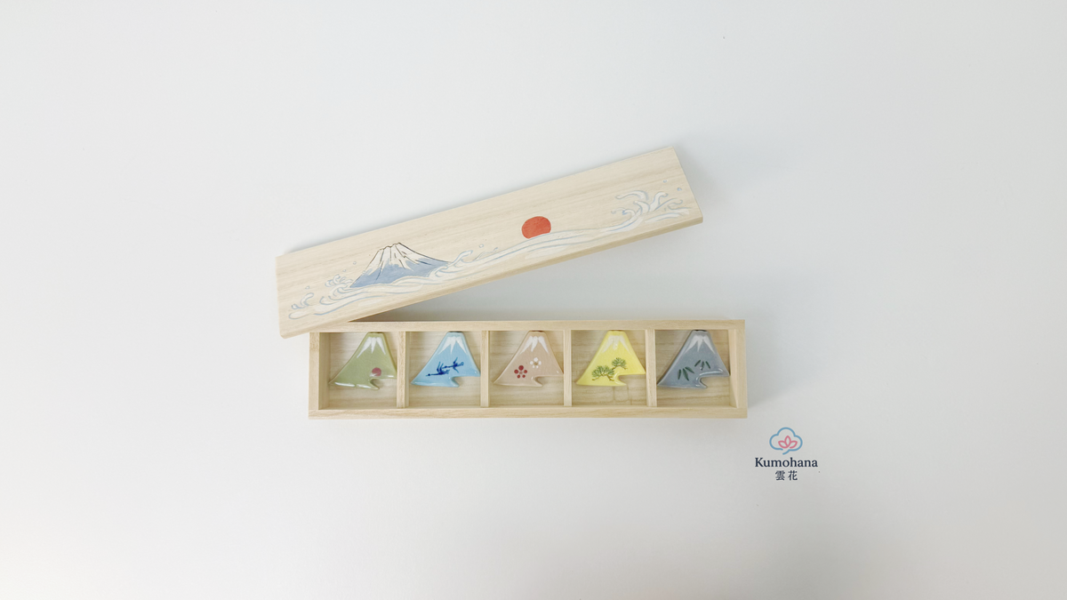 HANDMADE JAPANESE CHOPSTICK REST SET | MOUNT FUJI | TOUSENGAMA 陶泉窯