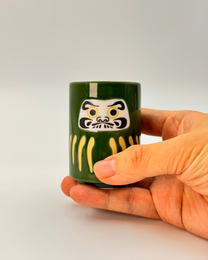 JAPANESE CERAMIC TEA CUP | GREEN DARUMA | MINO WARE 美濃土産