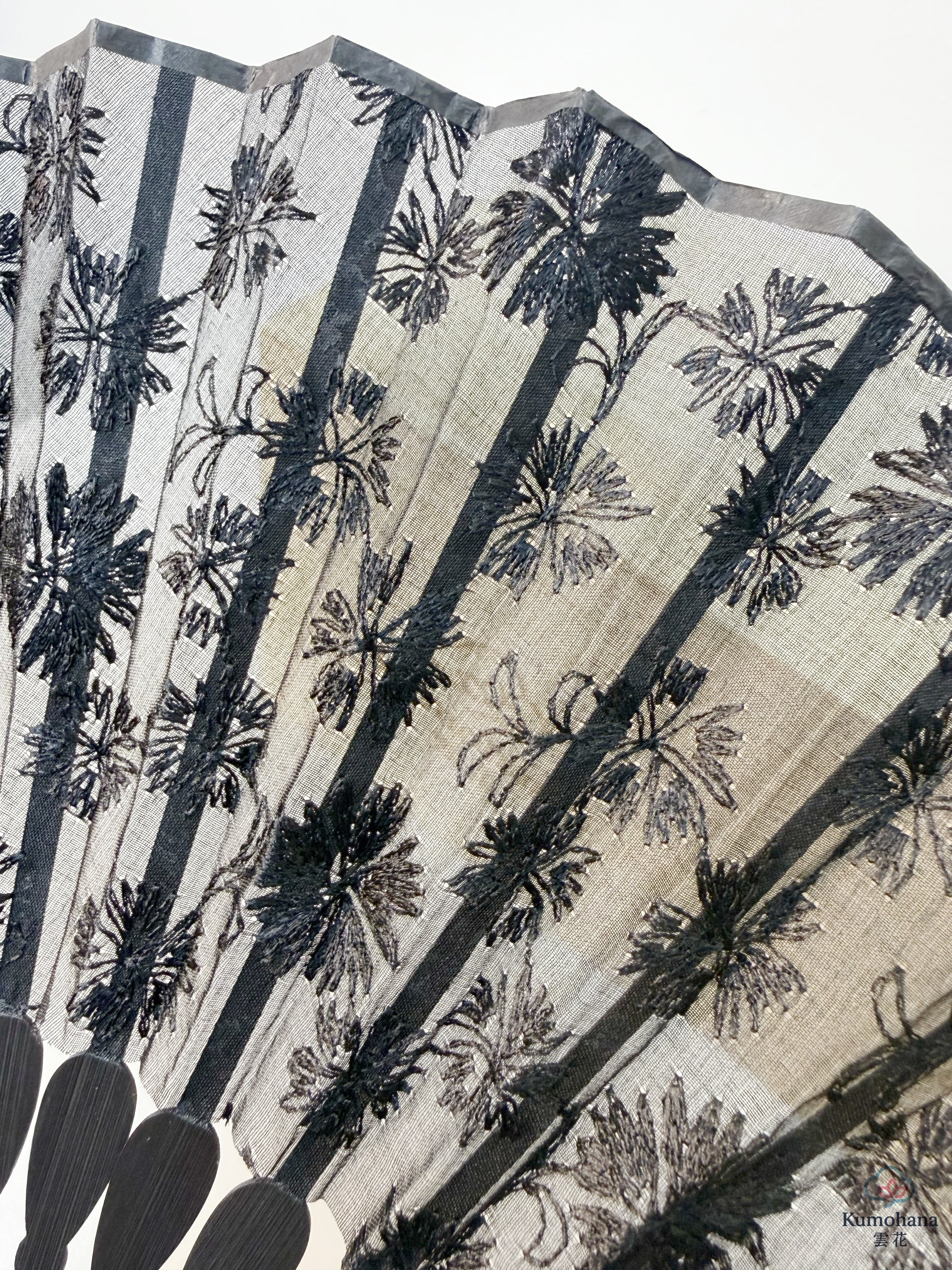 HANDMADE NADESHIKO SILK EMBROIDERED JAPANESE FOLDING FAN | KIMONO ITOKO 伊と幸