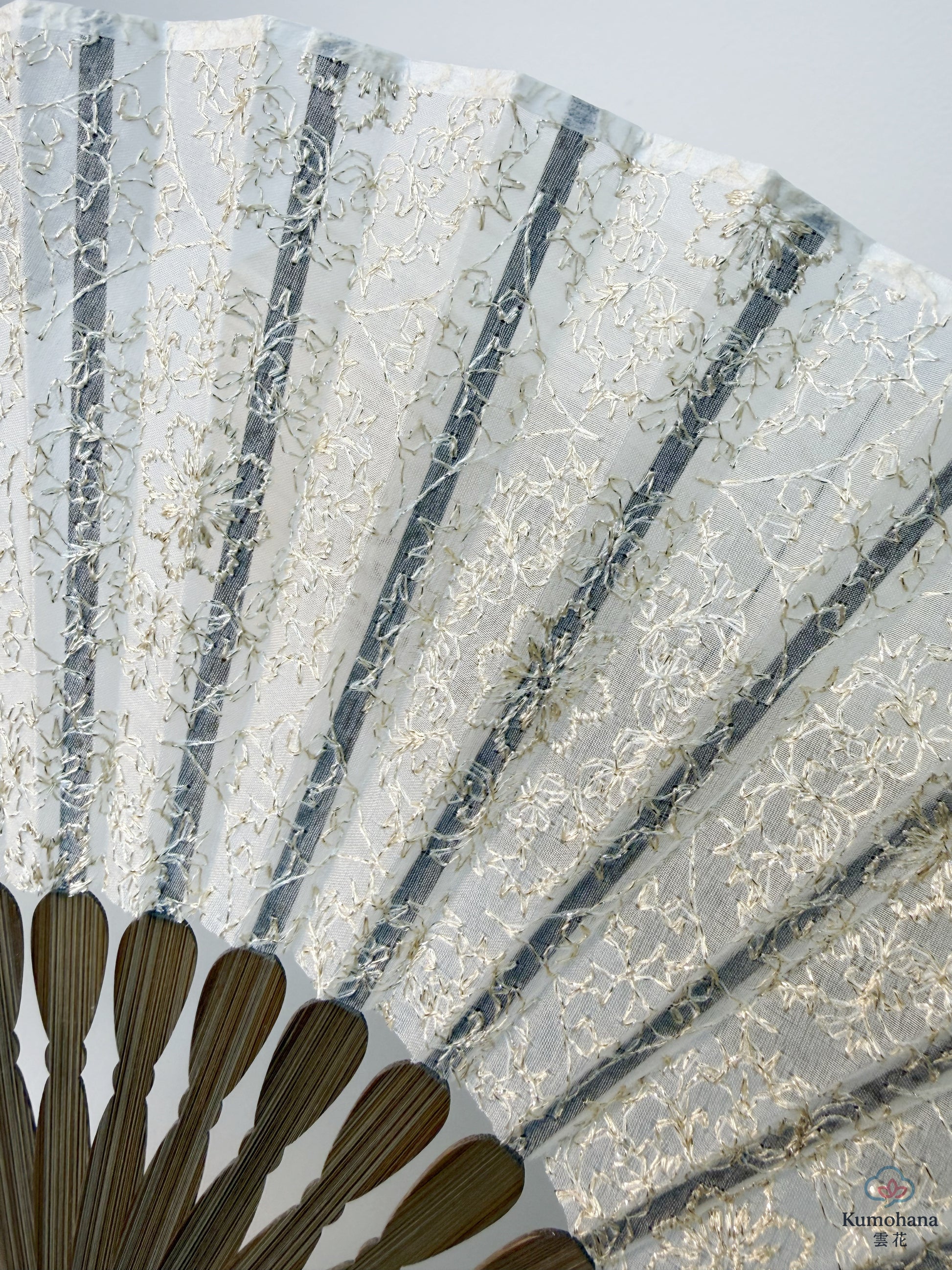 HANDMADE HŌSŌGE-MON SILK EMBROIDERED JAPANESE FOLDING FAN | KIMONO ITOKO 伊と幸