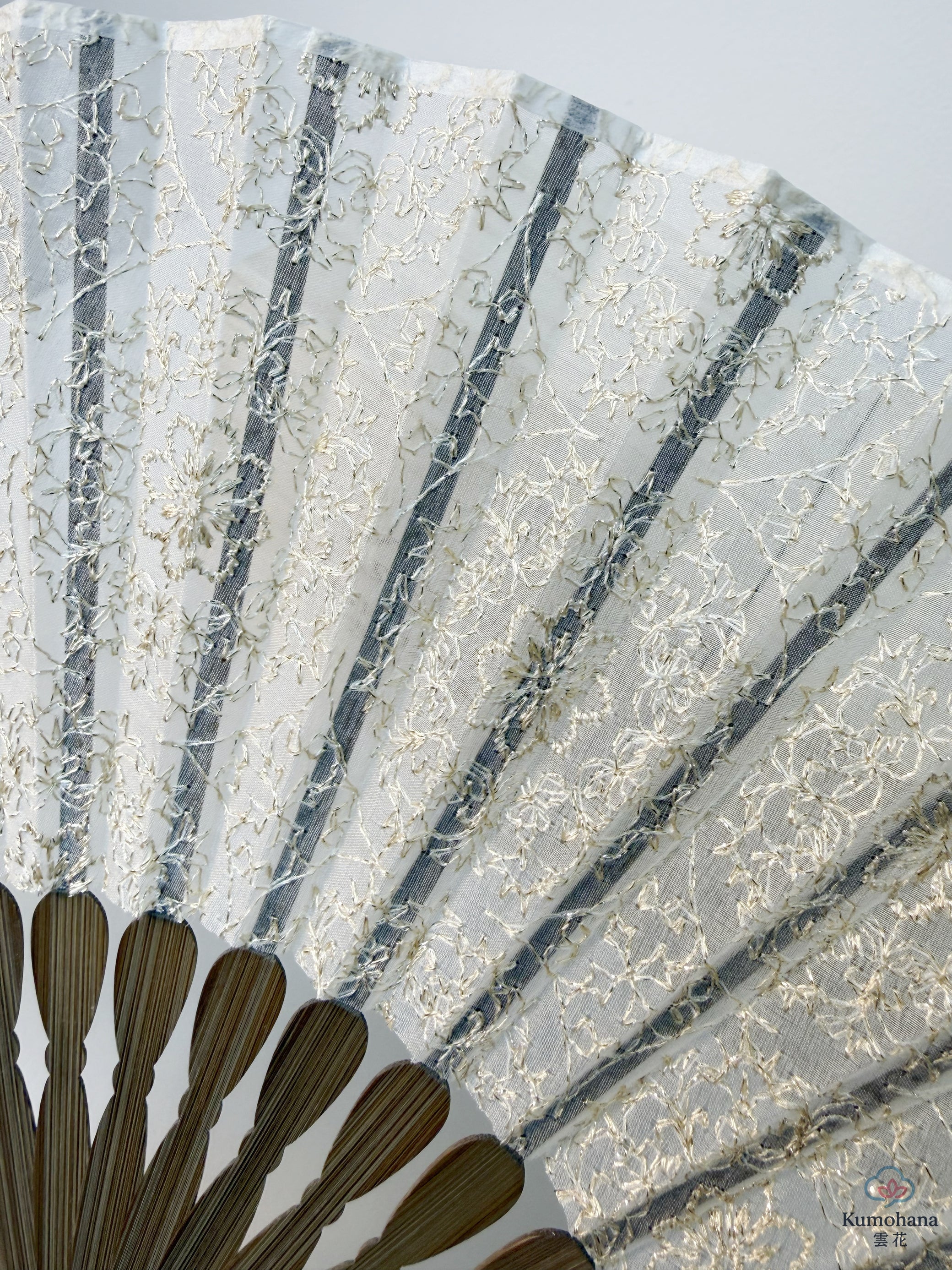 HANDMADE HŌSŌGE-MON SILK EMBROIDERED JAPANESE FOLDING FAN | KIMONO ITOKO 伊と幸