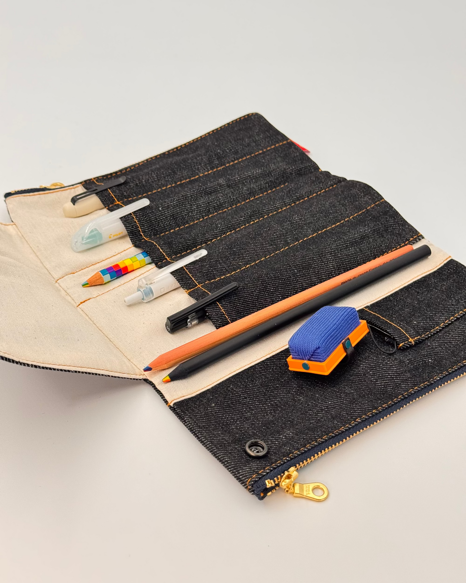 JAPANESE FLAP-STYLE OKAYAMA DENIM PEN CASE | LUDDITE