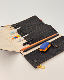 JAPANESE FLAP-STYLE OKAYAMA DENIM PEN CASE | LUDDITE