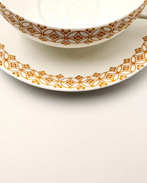 HANDMADE JAPANESE TENGE TEACUP &amp; SAUCER | NISHIKAWA JAPAN