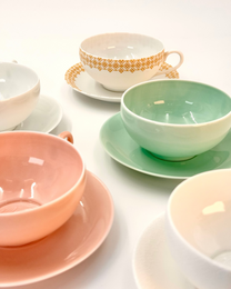HANDMADE JAPANESE TENGE TEACUP &amp; SAUCER | NISHIKAWA JAPAN