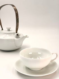 HANDMADE JAPANESE HAKURO TEACUP &amp; SAUCER | NISHIKAWA JAPAN