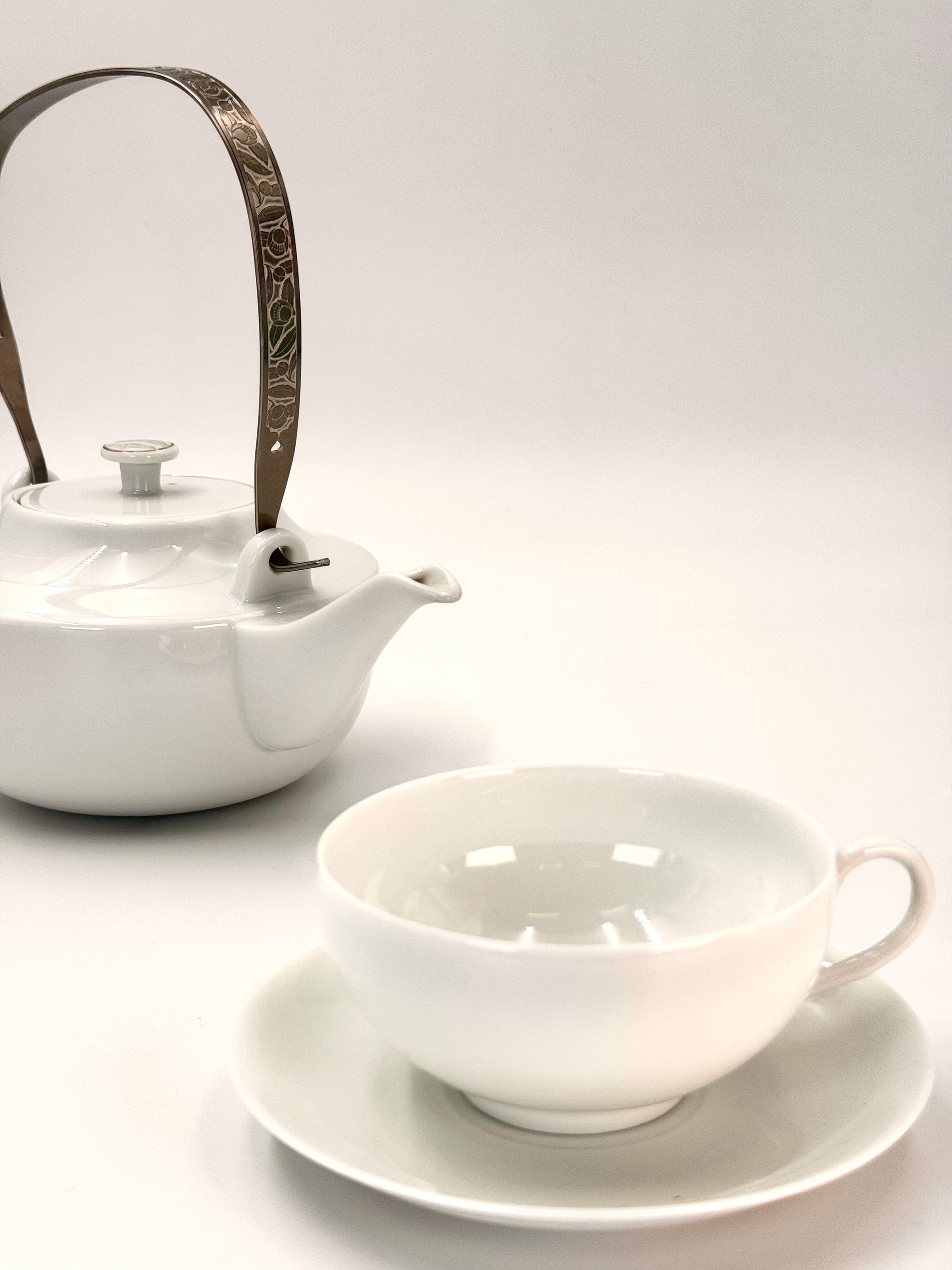 HANDMADE JAPANESE HAKURO TEACUP &amp; SAUCER | NISHIKAWA JAPAN