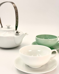 HANDMADE JAPANESE SUIU TEACUP &amp; SAUCER | NISHIKAWA JAPAN