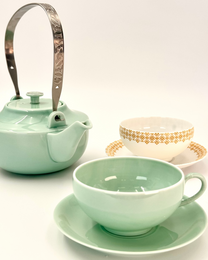 HANDMADE JAPANESE TENGE TEACUP &amp; SAUCER | NISHIKAWA JAPAN