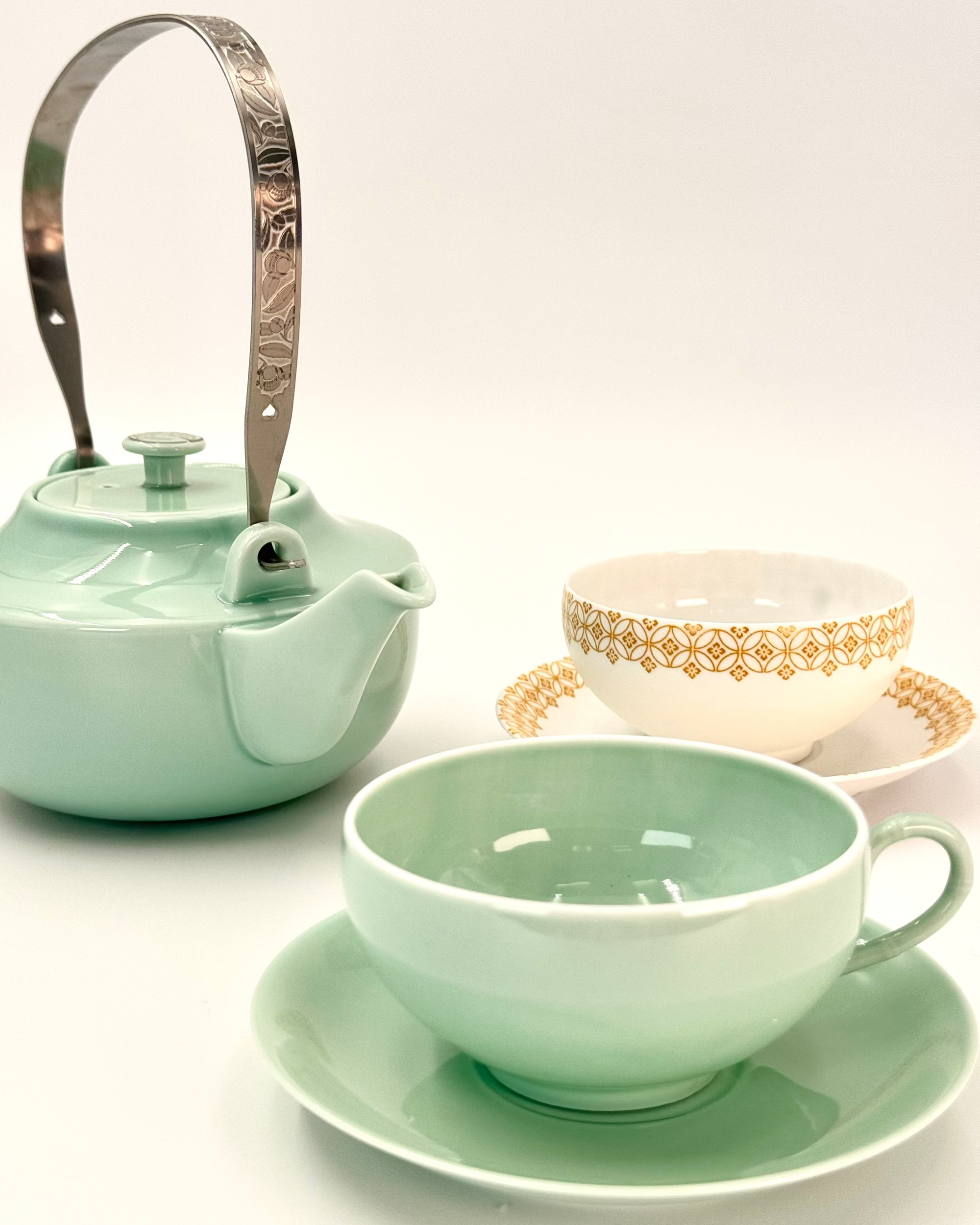 HANDMADE JAPANESE TENGE TEACUP &amp; SAUCER | NISHIKAWA JAPAN