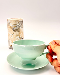 HANDMADE JAPANESE SUIU TEACUP &amp; SAUCER | NISHIKAWA JAPAN